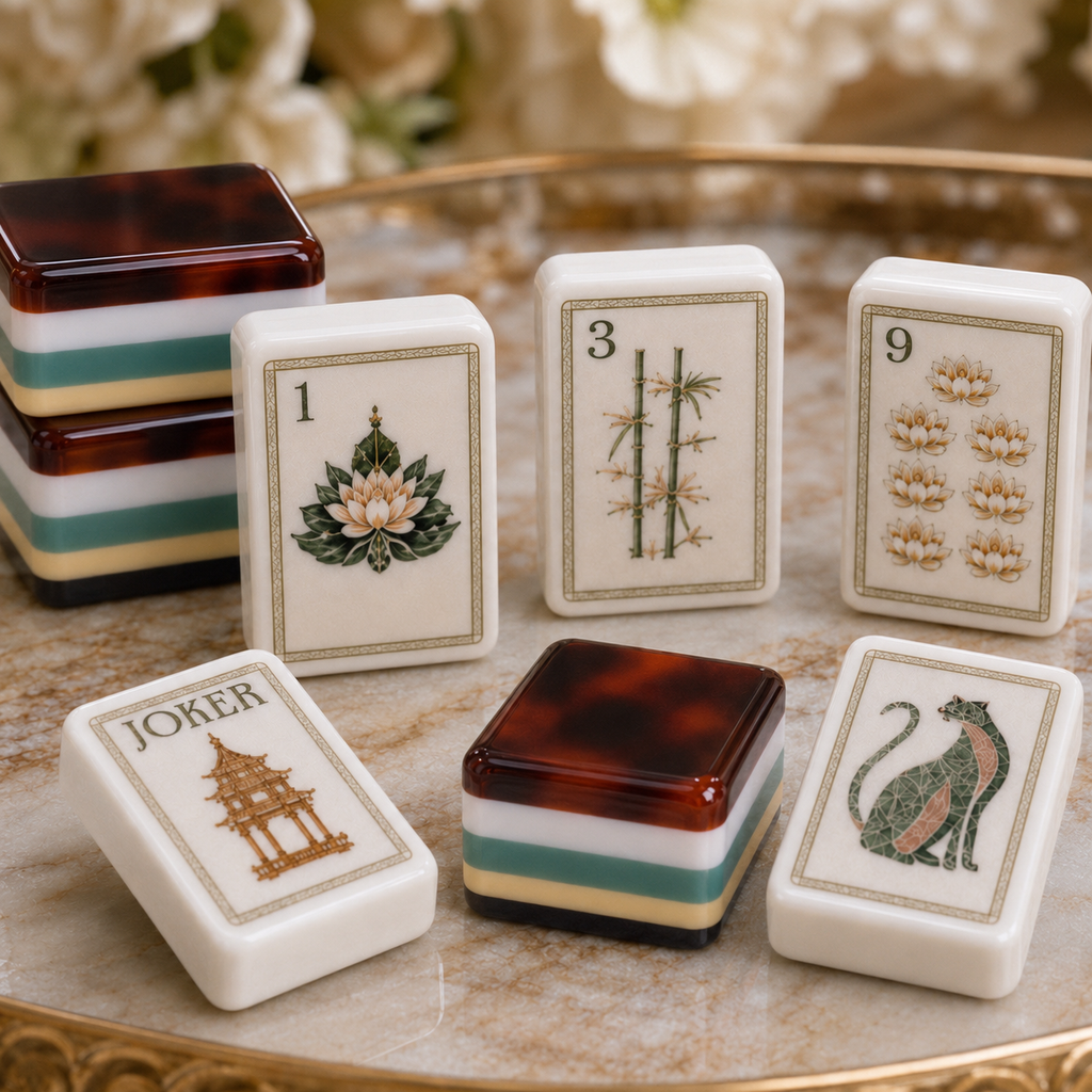 Leopard Lotus American Mahjong Tiles Set