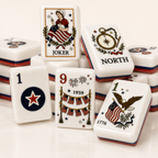 American Heritage Mahjong kit with patriotic red white and blue American Mahjong tiles
