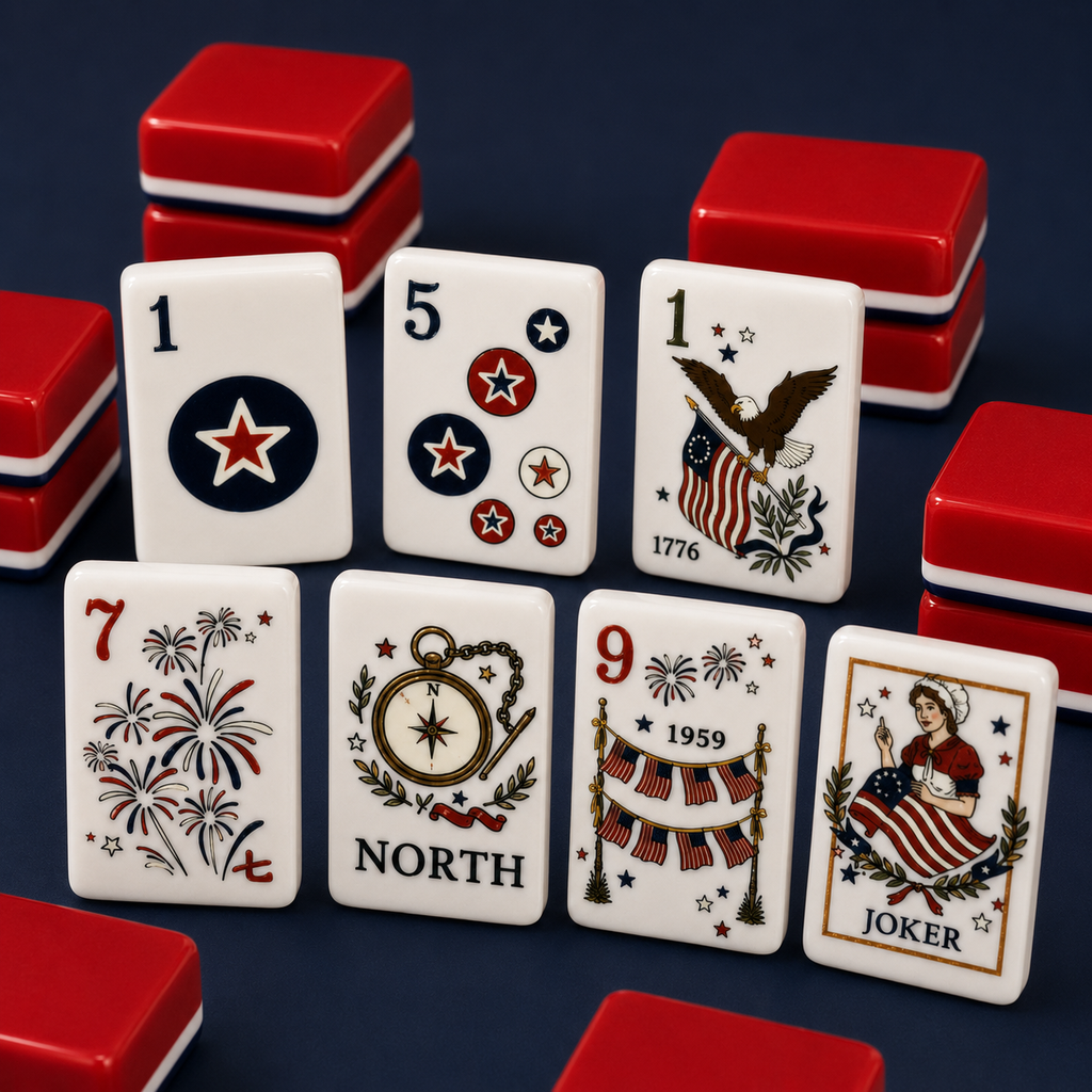 Complete patriotic American Mahjong set 