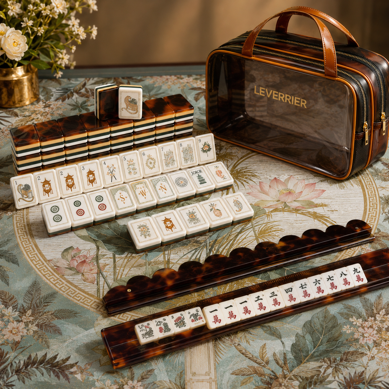 Leopard Lotus American Mahjong Tiles Set