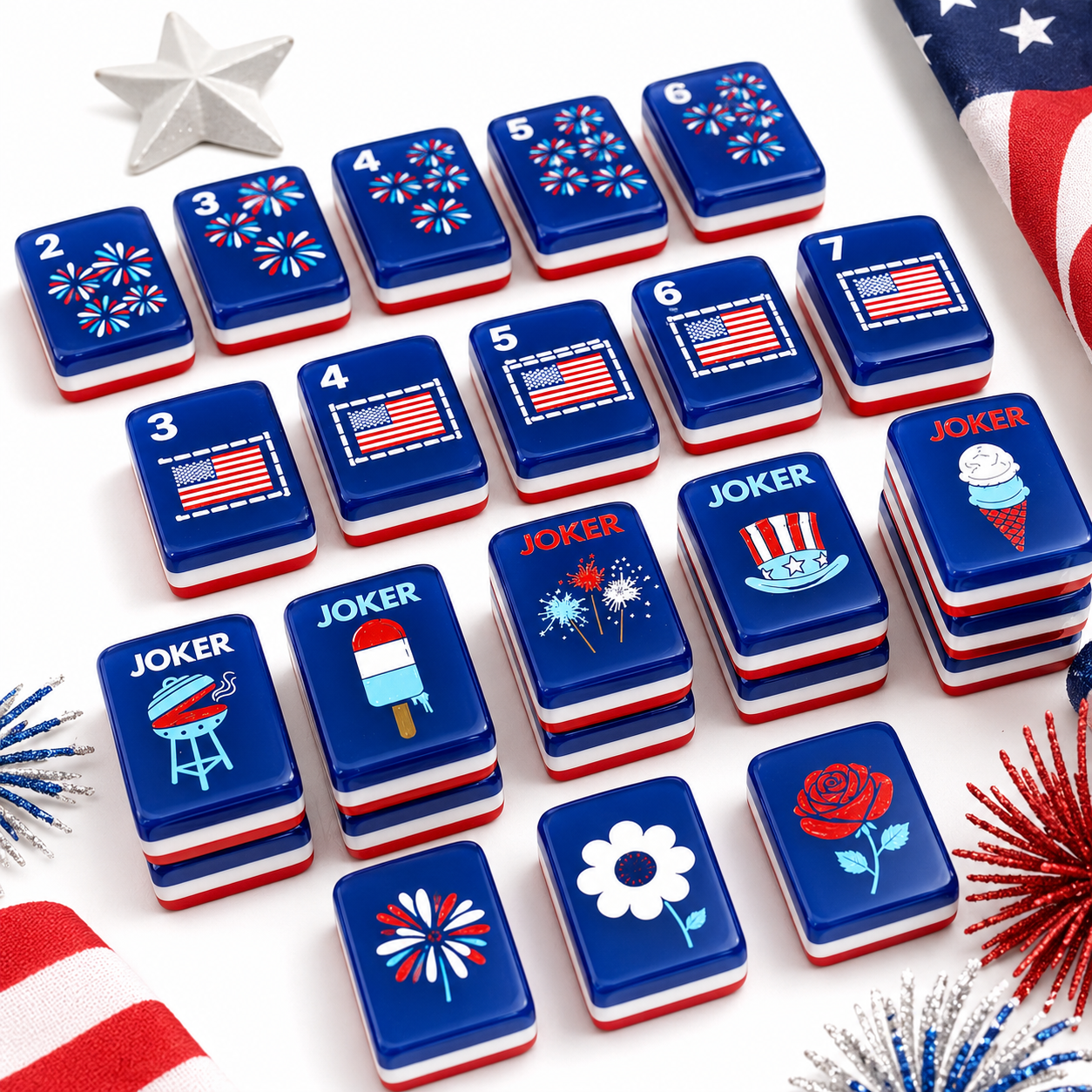 Patriotic Flag American Mahjong Tiles Set