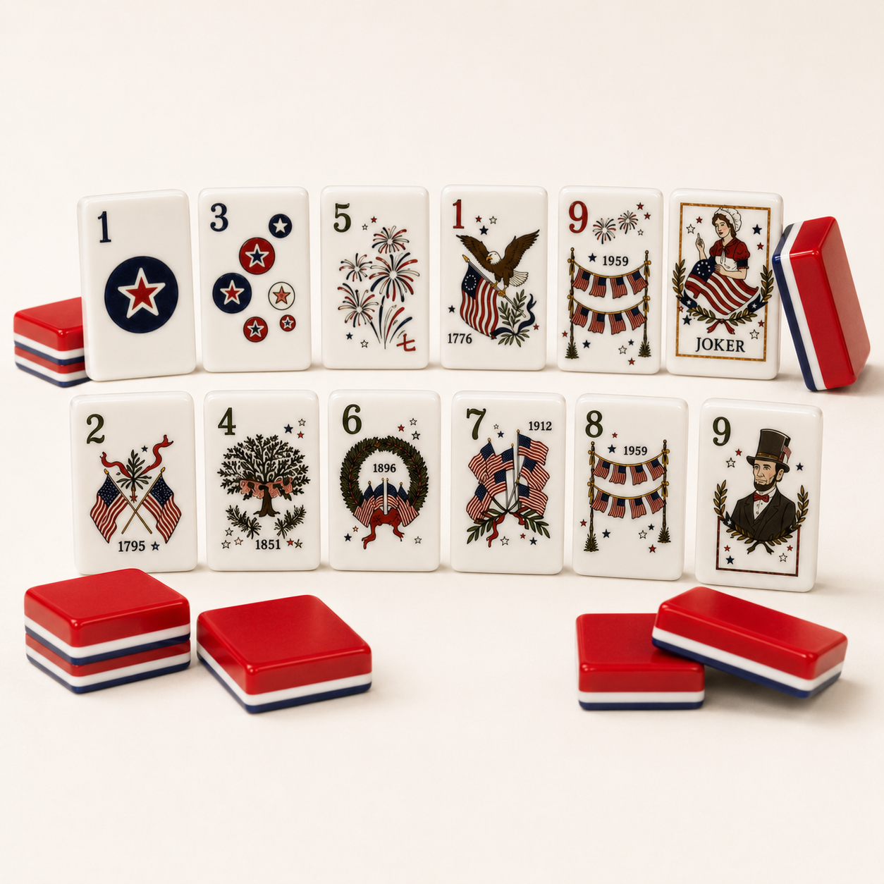Complete patriotic American Mahjong set 