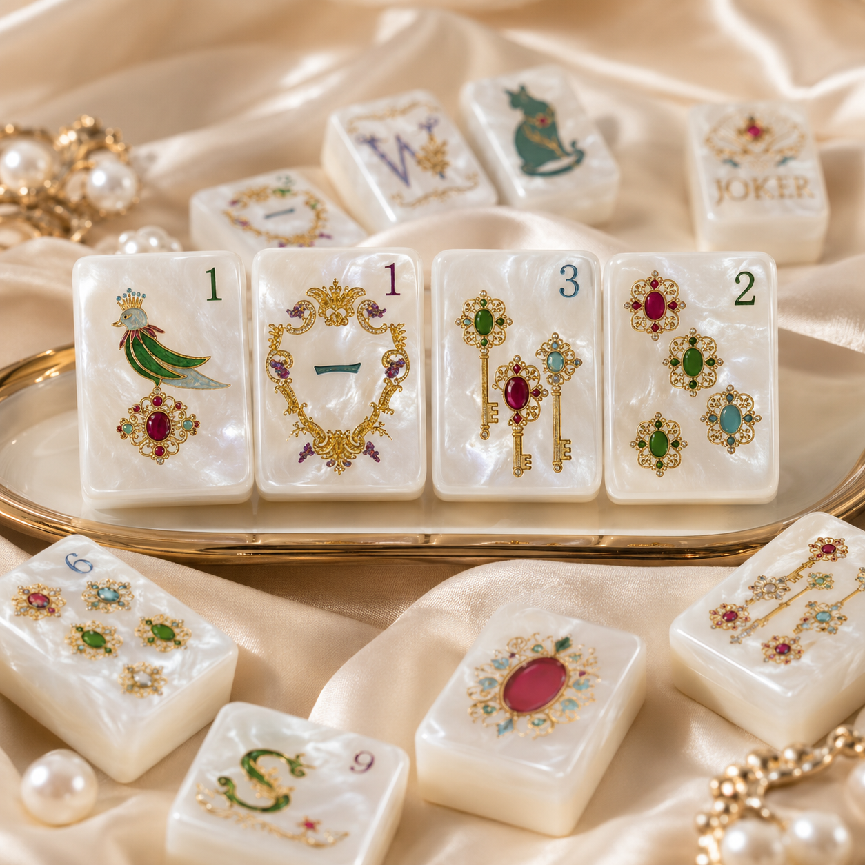 Pearl Animal American Mahjong Tile Set (160 tiles)