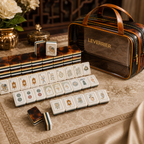 Leopard Lotus American Mahjong Kit (Tiles + Rack + Mat + Bag)
