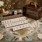 Leopard Lotus American Mahjong Kit (Tiles + Rack + Mat + Bag)